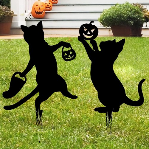 Halloween black cat garden - cat,